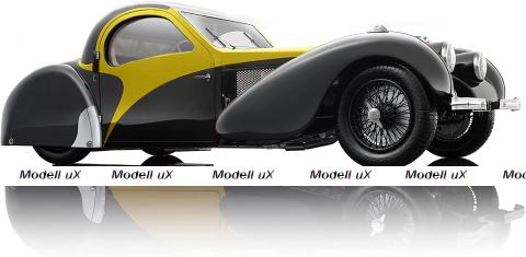 Bugatti Type 57SC Atalante 1937 Yellow/Black, 7828-Z75Y, Bauer 1:12