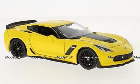 Chevrolet Corvette Z06 2017 yellow, WEL24085, Welly 1:24