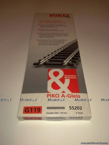 Рельс прямой G 119 мм НО PIKO 55202