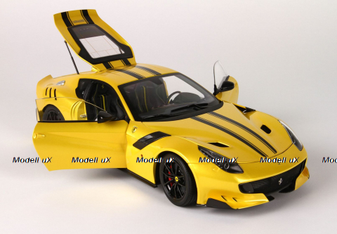 FERRARI F12 TDF - 2015 - YELLOW W/ BLACK STRIPES, BBR182106, BBR 1:18