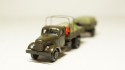 Зис 150 борт с дугами и грузом + прицеп с грузом, темный, Herpa 1:87 