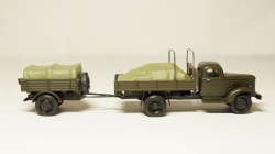 Зис 150 борт с дугами и грузом + прицеп с грузом, темный, Herpa 1:87 