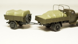 Зис 150 борт с дугами и грузом + прицеп с грузом, темный, Herpa 1:87 