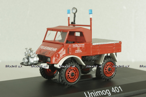 Mercedes Unimog 401 flatbed truck 4x4 Freiwillige Feuerwehr, 03118, Schuco 1:43