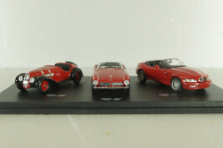 BMW set, BMW 328 1939 red, BMW 507 1956 red, BMW Z3 1996 red, 04259, Schuco 1:43