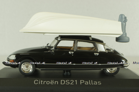 Citroen DS 21 Pallas 1972 with boat in goppa, black, 157072, Norev 1:43