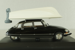 Citroen DS 21 Pallas 1972 with boat in goppa, black, 157072, Norev 1:43