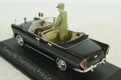 Simca V8 Chamboard Presidentielle 1960 W/Figure General de Gaulle, Norev 1:43