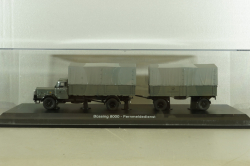 Bussing 8000 with trailer "Deutsche Bundespost" telecommunications services, grey, Schuco 1:43