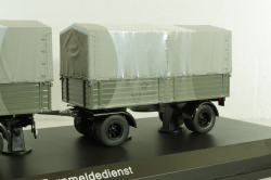 Bussing 8000 with trailer "Deutsche Bundespost" telecommunications services, grey, Schuco 1:43