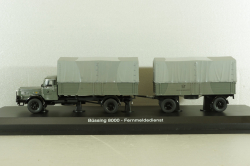 Bussing 8000 with trailer "Deutsche Bundespost" telecommunications services, grey, Schuco 1:43