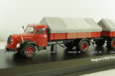 Magirus S 6500 with trailer, red, 03162, Schuco 1:43