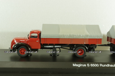 Magirus S 6500 with trailer, red, 03162, Schuco 1:43
