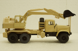 Краз-255Б ЭОВ-4421, Экскаватор бежевый, Н740, Наш Автопром 1:43