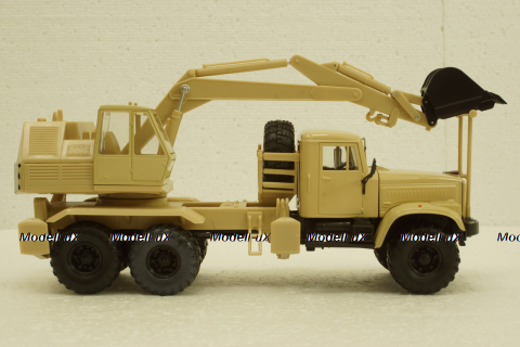 Краз-255Б ЭОВ-4421, Экскаватор бежевый, Н740, Наш Автопром 1:43