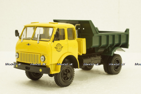Маз-509Б самосвал, 1962г желтый/зеленый, Н721, Наш Автопром 1:43