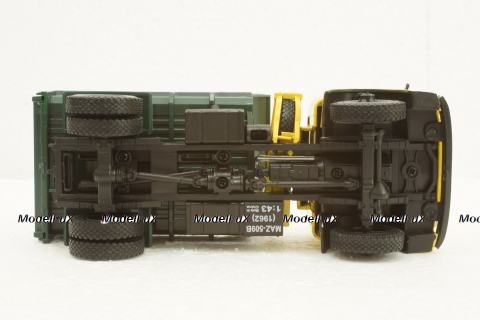 Маз-509Б самосвал, 1962г желтый/зеленый, Н721, Наш Автопром 1:43