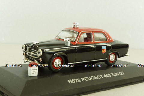Peugeot 403 Taxi G7 1955, black/red, No28, Nostalgie 1:43
