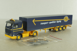 Scania 143 M Pritschensattelzug ASG A335, blue/yellow,  51801, Wiking 1:87