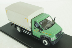 Газон Next C41R11 бортовой с тентом, зел/сер, Н232, Наш автопром 1:43