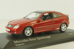 Mercedes C 230 Sport coupe (CL203) 2001, red, 430 03000, Minichamps 1:43