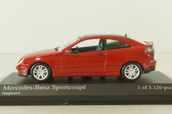 Mercedes C 230 Sport coupe (CL203) 2001, red, 430 03000, Minichamps 1:43