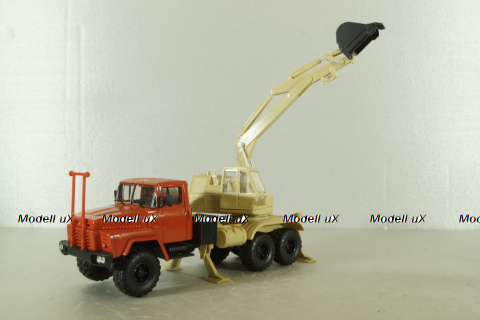 Краз-260 ЭО-4421А Экскаватор, красный/бежевий, Н745, Наш Автопром 1:43