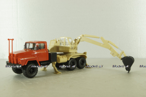 Краз-260 ЭО-4421А Экскаватор, красный/бежевий, Н745, Наш Автопром 1:43
