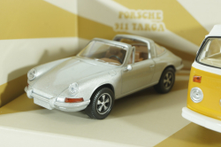 Set 3x Vintage Porsche 911 Targa Spider 1969/Fiat 500 1965/Volkswagen T2b Camper, 841104, Norev 1:43