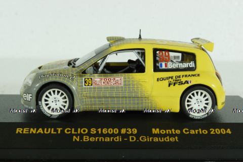 Renault Clio 1600 #39 rally Monte Carlo 2004 Bernardi, Giraudet, RAM147, IXO 1:43