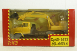 Краз-6322 ЭО-4421А Экскаватор, жовтий, Н744, Наш Автопром 1:43