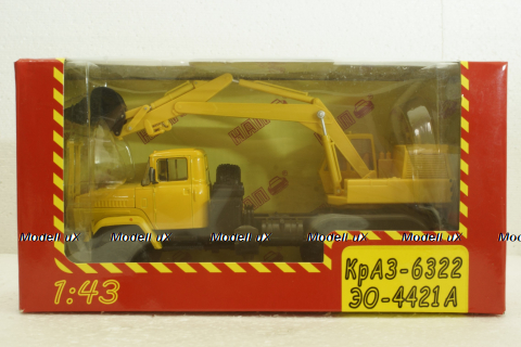 Краз-6322 ЭО-4421А Экскаватор, жовтий, Н744, Наш Автопром 1:43