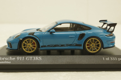 Porsche 911 (991 II) GT3 RS with gold rims 2018 lightblue, 413067046, Minichamps 1:43