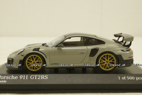 Porsche 911 (991/2) GT2 RS with gold rims 2018 lightgrey, 413 067288, Minichamps 1:43