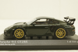Porsche 911 (991 II) GT2-RS  with gold rims 2018 darkgreen, 413067286,  Minichamps 1:43