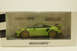 Porsche 911 (991 II) GT2 RS with gold rims 2018 green, 413067283, Minichamps 1:43