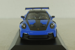 Porsche 911 (992) GT3 RS with Weissach-Package, black/ blue rims and blue décor, 413062122, Minichamps 1:43   