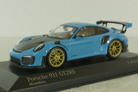 Porsche 911 (991 II) GT2 RS with Weissach Package, blue/golden rims, 413067274, Minichamps 1:43
