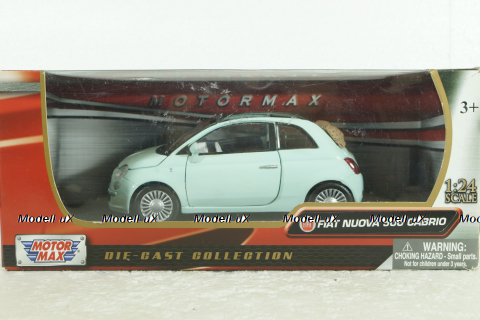 Fiat Nuova 500 Cabrio, blue, 73374, MotorMax 1:24