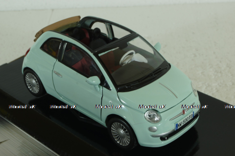 Fiat Nuova 500 Cabrio, blue, 73374, MotorMax 1:24