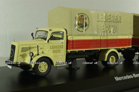 Mercedes L 6600 with trailer, beige, 03019, Schuco 1:43