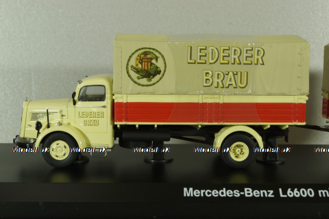Mercedes L 6600 with trailer, beige, 03019, Schuco 1:43