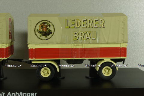 Mercedes L 6600 with trailer, beige, 03019, Schuco 1:43