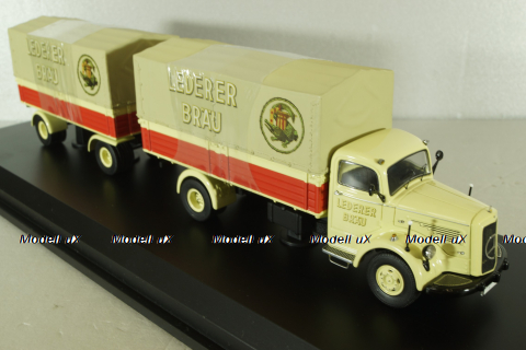 Mercedes L 6600 with trailer, beige, 03019, Schuco 1:43