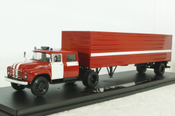 Зил-130 с п/полуприцем ОДАЗ-9958 пожарный, передвижная дымокамера, 1991г., TruckTyr 1:43