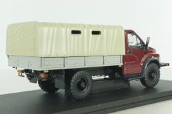 Газон NEXT C41A21 бортовой с тентом бордовый/бежевый, в боксе, Н234,  1:43