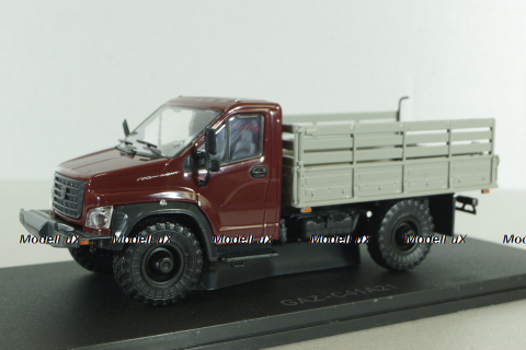 Газон NEXT C41A21 бортовой с тентом бордовый/бежевый, в боксе, Н234,  1:43