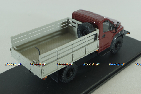 Газон NEXT C41A21 бортовой с тентом бордовый/бежевый, в боксе, Н234,  1:43