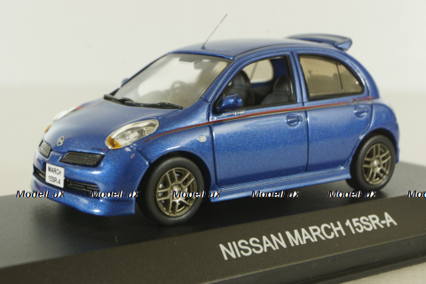 Nissan March/Nissan Micra 15SR-A with NISMO Stripe, Metallic Blue,18010SR, J-Collection 1:43