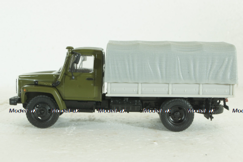 Газ-3309, зеленый/серый, Наши Грузовики 1:43 (конверсия)